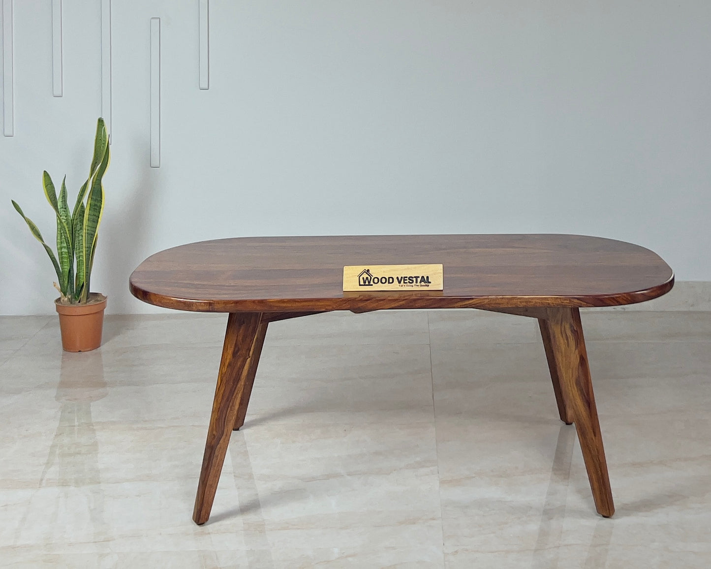 Sheesham Wood Centre Table - Ellipse Shaped- Elegant, Foldable, and Durable | Wooden Centre Table | Coffee Table | Living Room Furniture