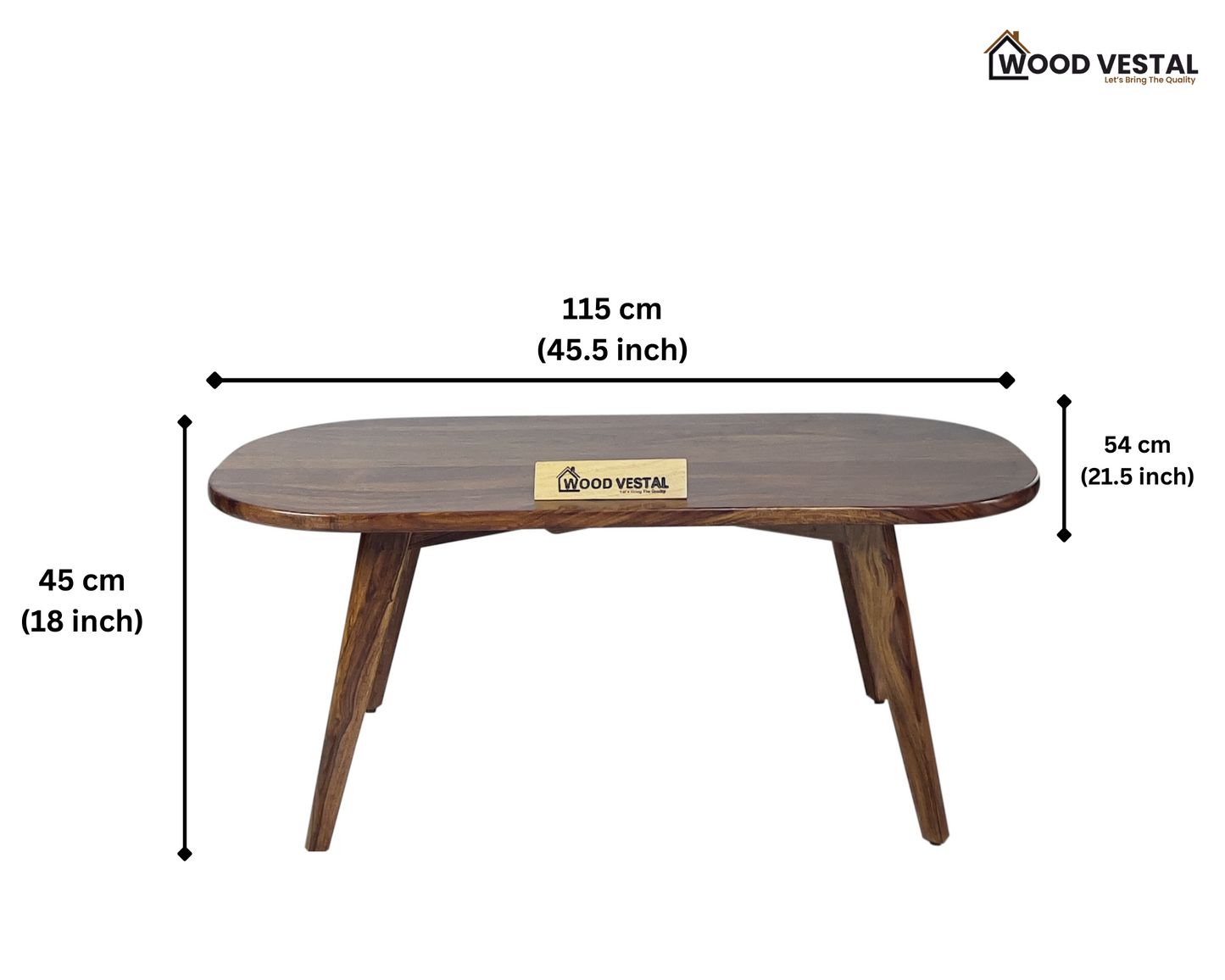Sheesham Wood Centre Table - Ellipse Shaped- Elegant, Foldable, and Durable | Wooden Centre Table | Coffee Table | Living Room Furniture