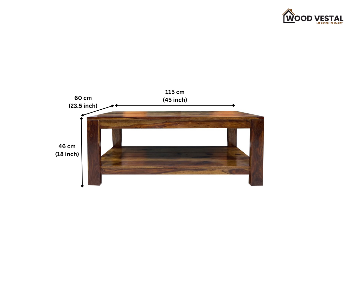 Sheesham Wood Coffee Table/ Centre Table - Group Design on Top - Natural Finish