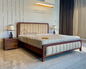 Sheesham Wood Bed with Upholstered Head Board & Foot Board, Solid Wood in Natural Finish, Modern Design | Queen Size - (78"x60") | Without Mattress & Side Tables | Low Highted | DQ - 5 - N