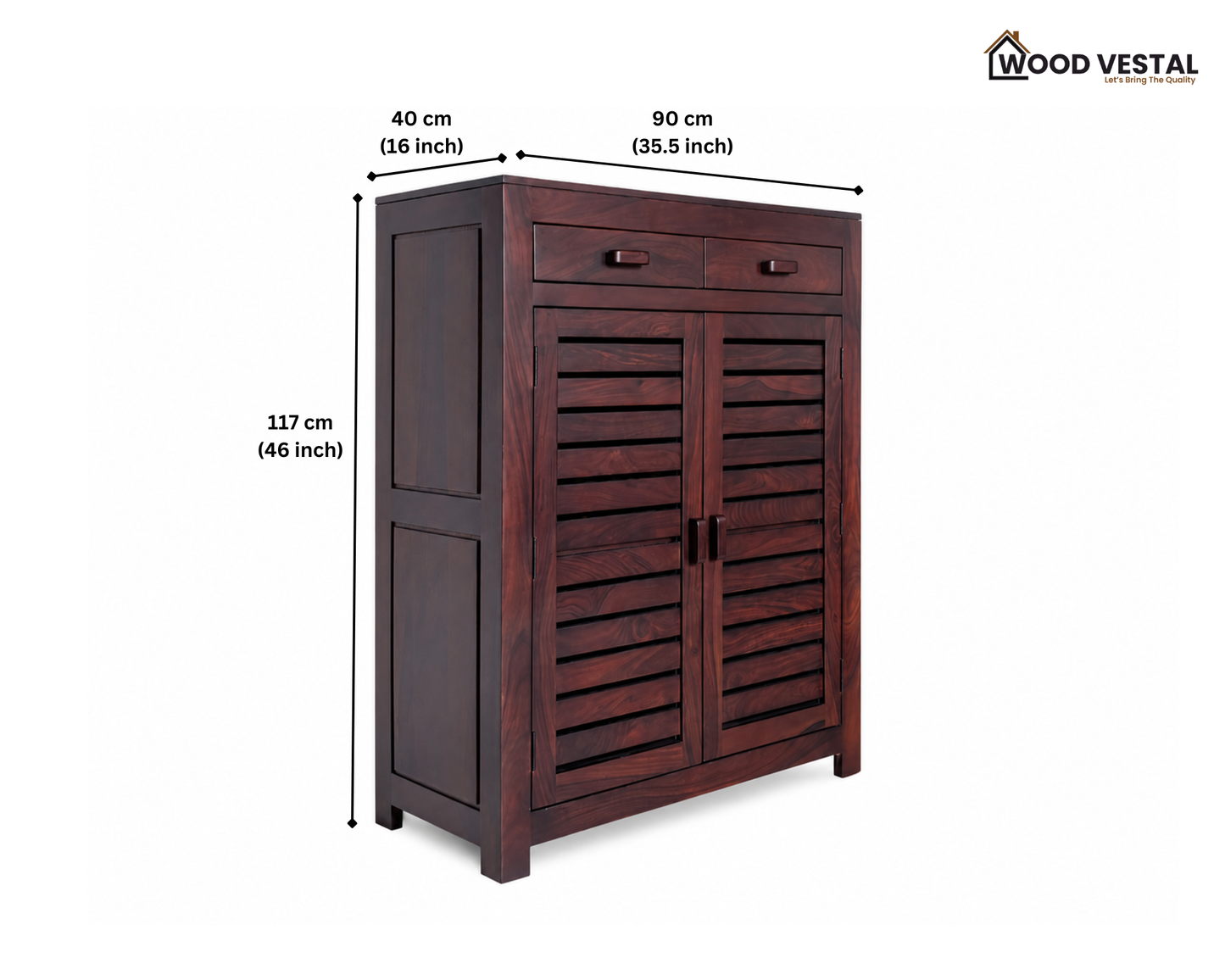 Sheesham Wood Shoe Rack with Drawers - Walnut Finish
