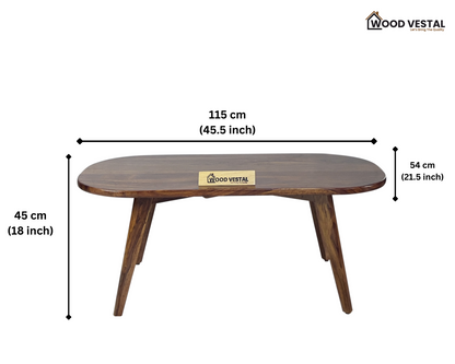 Sheesham Wood Centre Table - Ellipse Shaped- Elegant, Foldable, and Durable | Wooden Centre Table | Coffee Table | Living Room Furniture