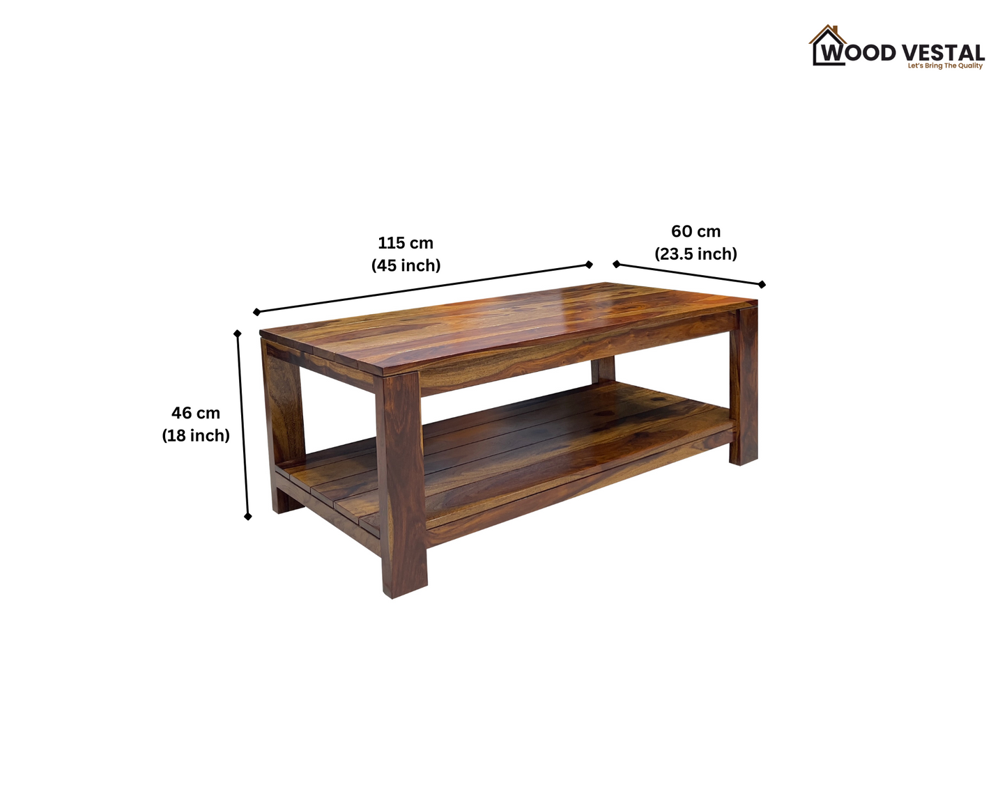 Sheesham Wood Coffee Table/ Centre Table - Group Design on Top - Natural Finish
