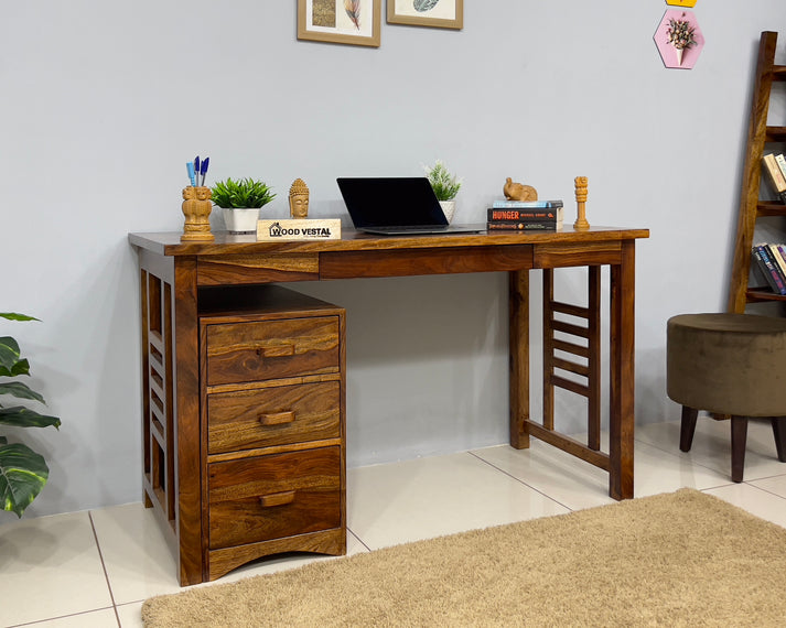 Study Table with removable Storage Compartments and keyboard tray - Na ...