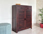 Sheesham Wood Shoe Rack with Drawers - Walnut Finish